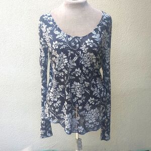 Denim & Supply Ralph Lauren LG Henley Burnout  Scoop Neckline Shirt